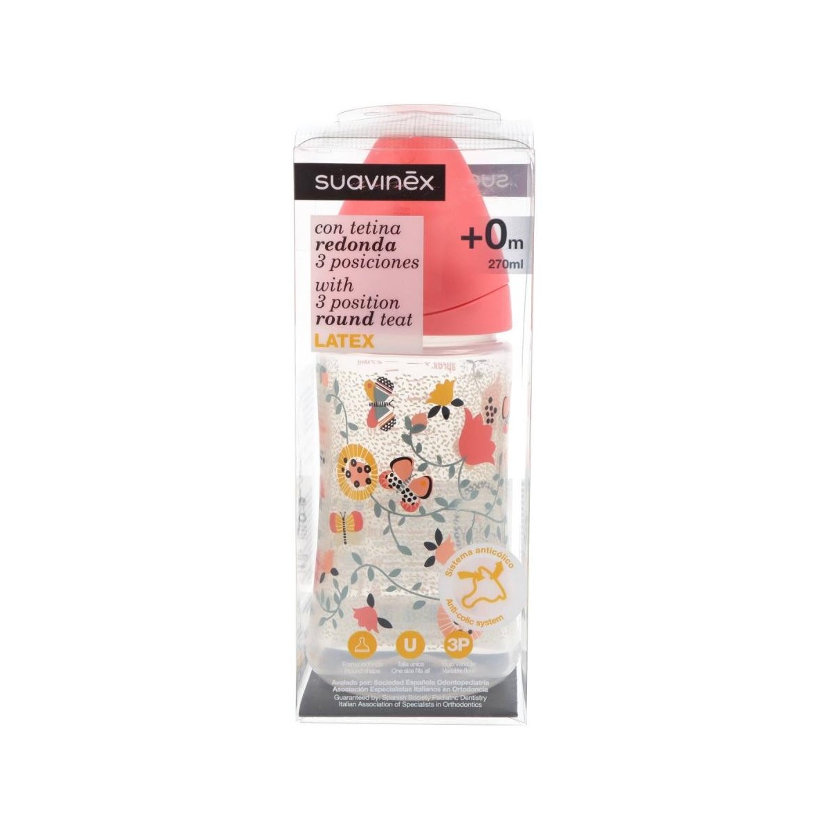 Suavinex Biberón Boca ancha látex 270 ml 3...