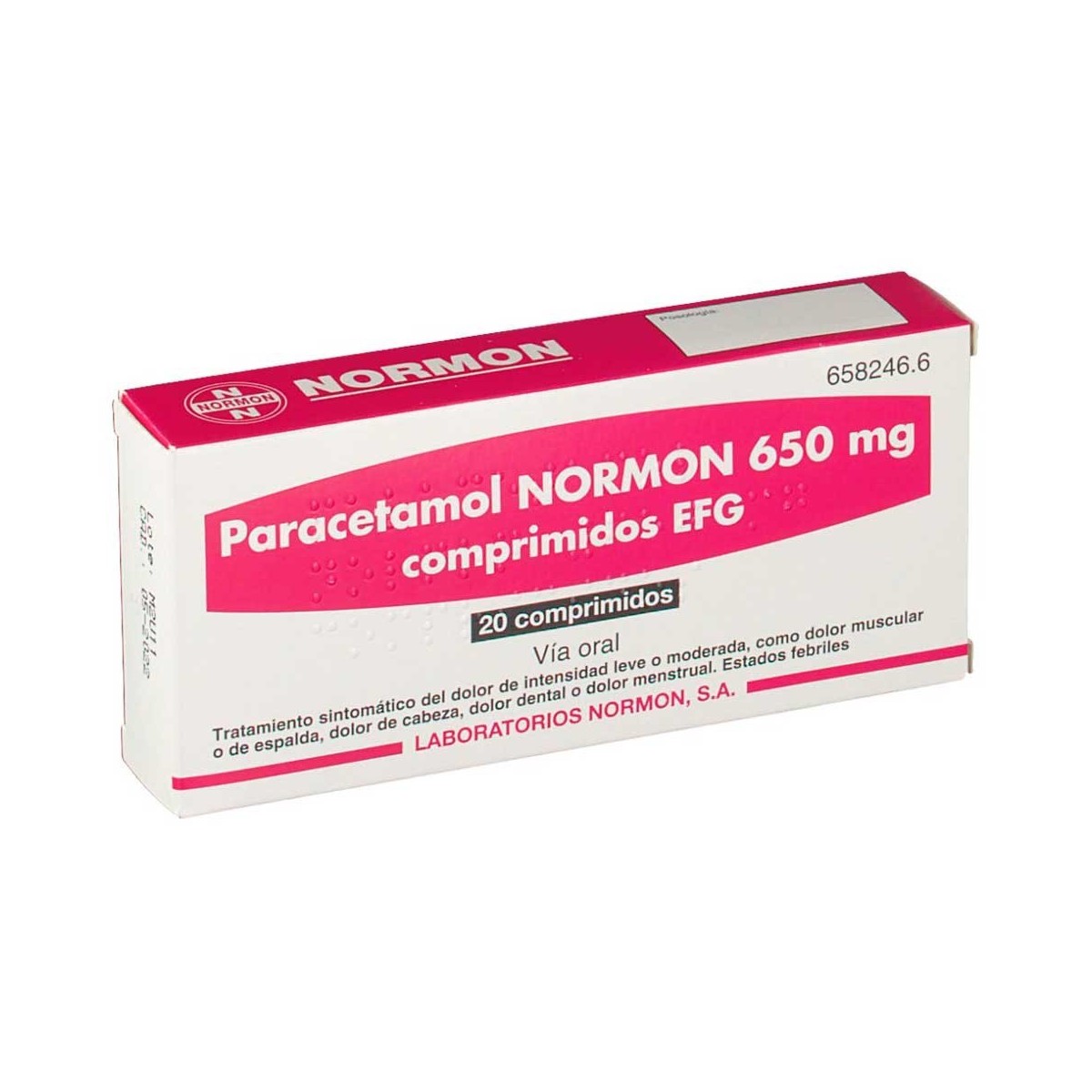 PARACETAMOL NORMON 650 mg COMPRIMIDOS EFG, 20...