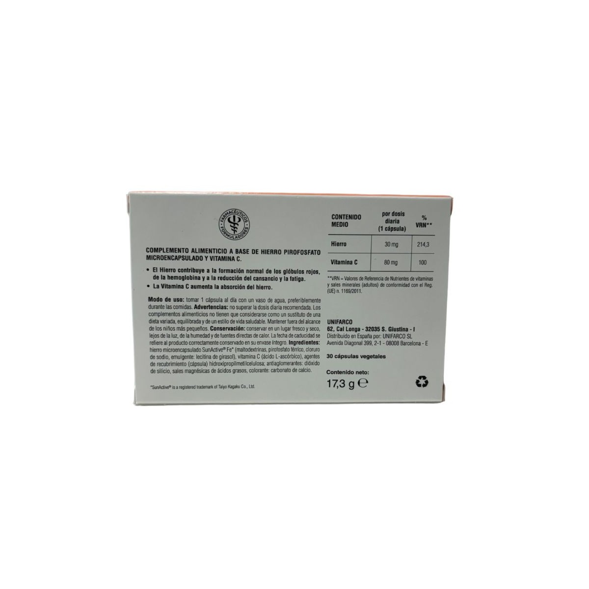 Farmacia Conde Ferrum Cap Hierro+Vit c 30 cápsulas